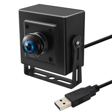 Imagem de Hotpet Câmera USB de 5 MP com lente olho de peixe de 180 graus 1080p 30FPS Webcam Aptina MI5100 câmera de segurança grande angular com mini capa de alumínio para câmera Web industrial para robótica de
