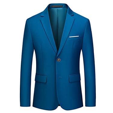 Imagem de Jaqueta De Terno Masculina Primavera Outono Cor Sólida Jaqueta Anfitriã Homens Botões De Manga Comprida Jaqueta Casual Masculina Slim Fit Lapela De Baile Blazer Jaqueta, A-blue1, 5XL