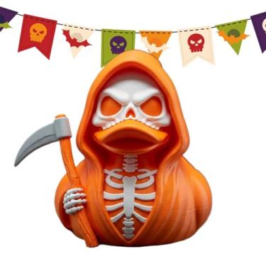 Imagem de Patos Góticos | Estatueta Segurando Foice - Estatueta de Patos Esqueleto Colecionáveis Góticos Decoração para Casa Halloween Exibição em Painel ou Estante