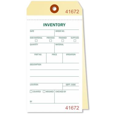 Imagem de SmartSign (Pacote com 500) Etiquetas de inventário de 2 partes - 15,9 cm x 7,9 cm, Manila de 10 pontos com 60 # papel branco tipo NCR, escrever, forma de papel destacável, fita adesiva, pré-perfurada