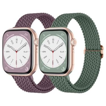Imagem de Pulseira masculina de nylon trançado macio para Apple Watch séries 10, 9, 8, 7, 6, 5, 4, 3, 2 e 1 de 42 mm, 44 mm, 45 mm, 46 mm, 49 mm, 3, 2 e 1 SE, Ultra/Ultra2