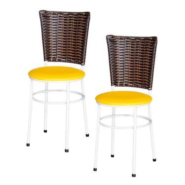 Imagem de 2 Cadeiras Para Mesa Branca Hawai Avelã Cor:amarelo
