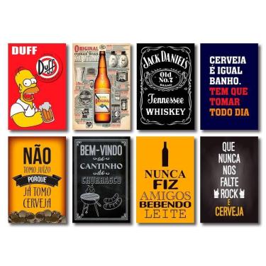 Imagem de Kit Placas Decorativas Top Bebidas Mdf - 8 Placas