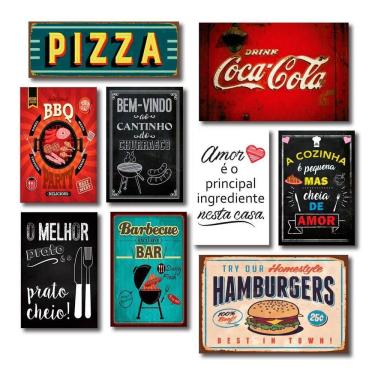 Imagem de Kit Placas Decorativas Cozinha Frases Retrô Mdf -8 Placas