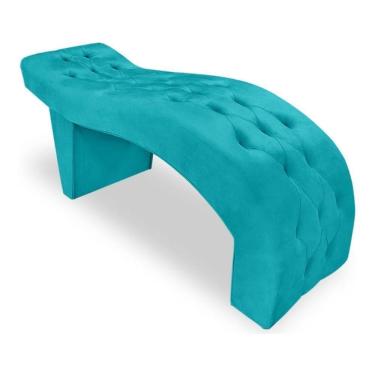 Imagem de Maca Estofada Capitonê Clínica Salão Estética Suede Eduarda Azul Turquesa