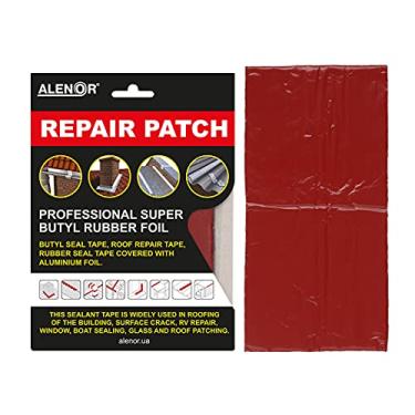 Imagem de ALENOR Red Butyl Remendo de reparo para todos os climas 10 cm x 15 cm à prova d'água Patch de vedação de telhado Reparo de tubos internos ou externos Ventilação HVAC Ar Condicionado Janela Unidade de