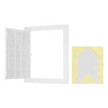 Imagem de PATIKIL Painel de acesso para drywall 30 x 25 cm, 1 conjunto de plástico ABS capa de orifício de parede porta de acesso com fita dupla face para teto de parede elétrica, branco