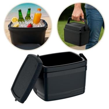 Imagem de Caixa Térmica Cooler Pequeno 5 Litros Preto com Alça Soprano