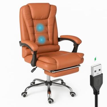 Imagem de Cadeira Presidente Escritório NSX Terracota Com Massageador Reclinável Estofada Confortável Home Office