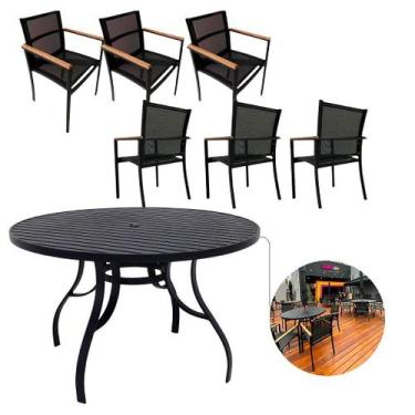 Imagem de Conjunto de Mesa 1,30m Ripada 6 Cadeiras Amélia Área Externa e Interna