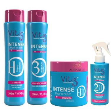 Imagem de Kit Intense Vitiss shampoo condicionador mascara 500g keratin cabelos 