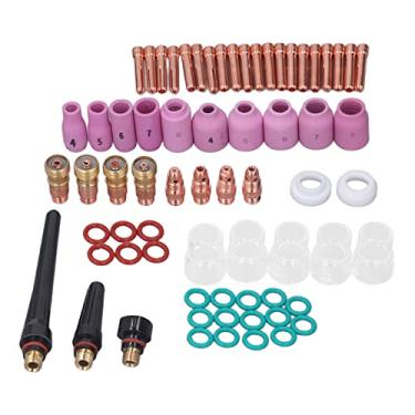 Imagem de Kit de acessórios de soldagem TIG de 68 peças para pistolas WP17/18/26 - conectores de grampo de eletrodo de copo de vidro PTFE de cobre