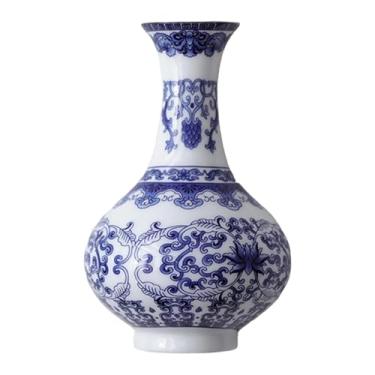 Imagem de Fenteer Vaso de flores de parede, vaso de porcelana azul e branca, suporte para plantas, arranjo de flores para janela, cozinha e ambientes internos, 135mm