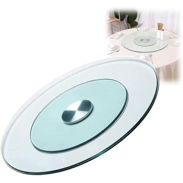 Imagem de 50 60 80 Cm Vidro Preguiçoso Susan Bandeja Giratória Mesa Suporte Giratório Para Mesa De Jantar Cozinha Prato De Servir Com Rolamento