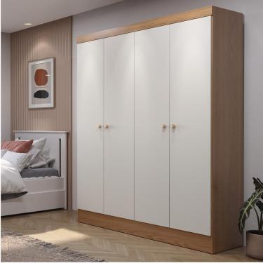 Imagem de Guarda-Roupa Solteiro 4 Portas Jacob 135 cm - Carvalho c/ Off White