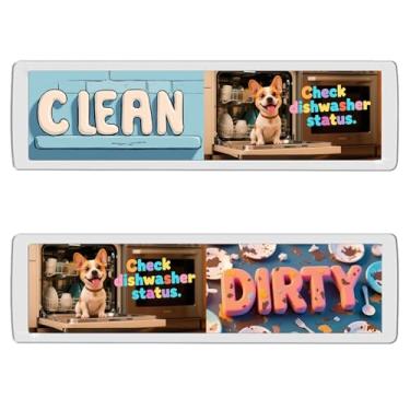 Imagem de Ímã de máquina de lavar louça, placa suja limpa - placas magnéticas para lava-louças e máquinas de lavar roupa impresso cachorro engraçado com forte suporte magnético e adesivo para qualquer cozinha