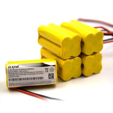 Imagem de elxjar (Pacote com 5) Bateria de substituição de 4,8 V 350 mAh AAA Ni-CD para 48H465 Lumapro 6CGL4 6CGL3 UNITECH C14 ELSC-17923 2472948 Luz de emergência com sinal de saída