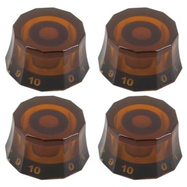 Imagem de Domofa 4 maçanetas estilo abajur guitarra elétrica velocidade volume tom botão de controle para PRS/LP/SG/Les Paul Guitar (âmbar com preto)