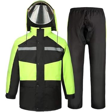 Imagem de Conjunto De Capa De Chuva E Calças De Chuva Reutilizáveis Laxf Para Homens E Mulheres Adultos Impermeável à Prova De Chuva À Prova De Vento Com Capuz, A, XL