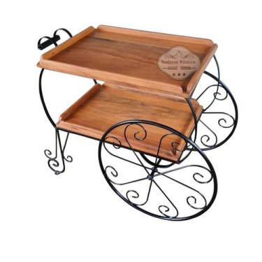 Imagem de Carrinho de Chá em Madeira de Demolição 105x60cm Sudeste Rústico