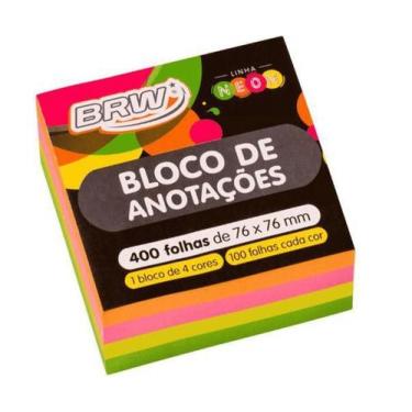 Imagem de Bloco Adesivo Anotacoes Post-It 76X76 Neon 400Fls Brw