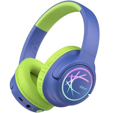 Imagem de Fones de ouvido Bluetooth iClever BTH18 Kids LED Lights verde/azul