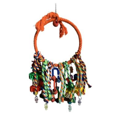 Imagem de Balanço de periquito, corda de algodão, suprimentos para animais de estimação, jogos interativos, anéis coloridos de calopsita para calopsita, conure, canário, mastigar, exercício, enriquecimento