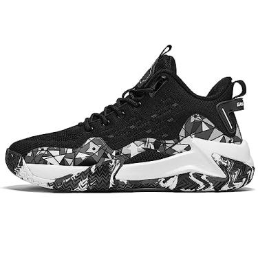 Imagem de Bolognifi Tênis de basquete antiderrapante masculino para treinamento e esportes ao ar livre Equipamento de basquetebol(Black,42 BR)