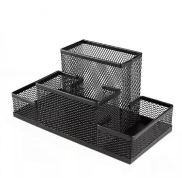 Imagem de Porta Caneta Organizador De Metal Para Mesa Escritório Aramado Com Divisórias Multiuso(4 Divisórias(ORG118))