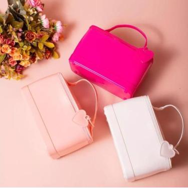 Imagem de Bolsa Feminina Manu Branca Estilo Beauty Case Elegante com Alça Coraçã