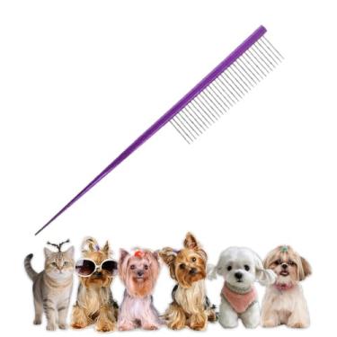Imagem de Pente de cuidados com extremidades arredondadas - design de cauda de rato para pentear gatos e cães, depilação flutuante