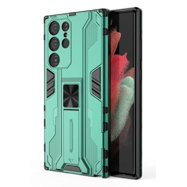 Imagem de SORAKA Capa para Samsung Galaxy S22 Ultra 5G com suporte Capa de proteção resistente para Samsung Galaxy S22 Ultra 5G Capa com placa de metal para suporte magnético para carro Capa Silm Fit