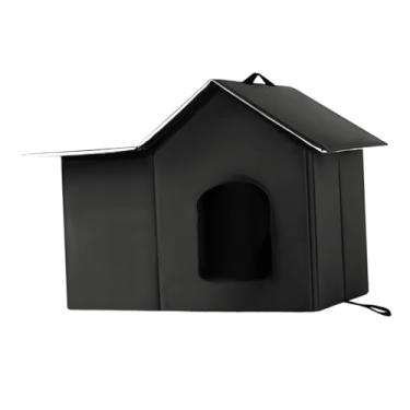 Imagem de Generic Casa para gatos ao ar livre, isolada, fácil de montar, cama para cães, à prova d'água para celeiro, caverna versátil para animais de estimação, Black L