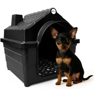 Imagem de Casinha Casa Plástica Cachorro Gato Porte Pequeno Mecpet Com Colchao(Preto, Nº 02)