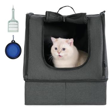 Imagem de apollo walker Caixa de areia portátil para viagem para gatos com bolsa impermeável com zíper, sem colapso com base rígida na parte inferior, sem vazamento, sem cheiro, fácil de transportar, fácil de