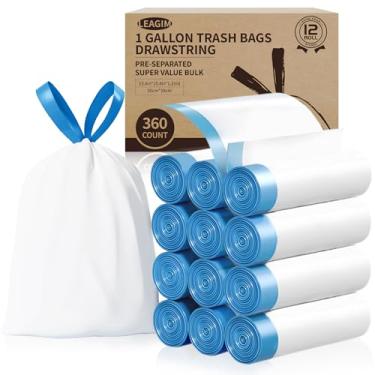 Imagem de Pequenos sacos de lixo 1 galão, 360 unidades -1,2 mil sacos de lixo com cordão, forros de lixo brancos de plástico para acessórios de banheiro, 4 litros, quarto, itens essenciais para dormitório