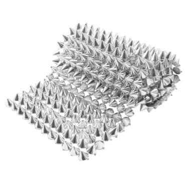 Imagem de suiwotin Rolo de acabamento de pino de 0,5 jarda - Rebites de cone de plástico, ponto de costura/cola para decoração de rebite gótico punk DIY (prata)