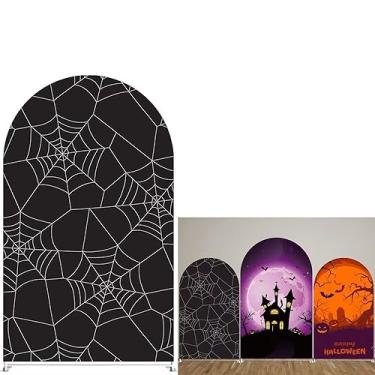 Imagem de FiVan Capa de fundo de arco de 0,9 x 1,8 m, fundo de teia de aranha preta para decoração de festa de aniversário GX-1546