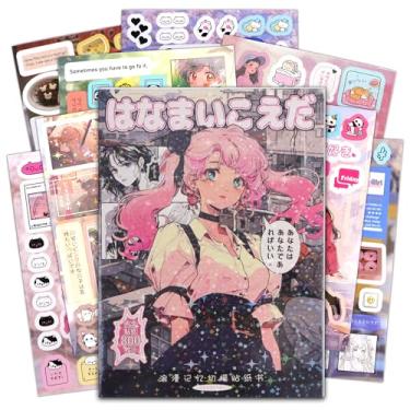 Imagem de Livro de adesivos japoneses estilo mangá para adultos 45 folhas 800+ adesivos japoneses bonitos quadrinhos estética japonesa papelaria decoração adesivos para scrapbook diy diário cadernos
