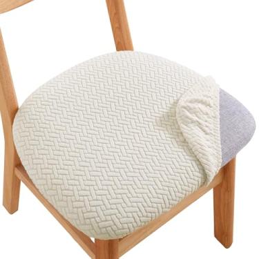 Imagem de CRFATOP Conjunto de 6 capas de assento de cadeira de jantar jacquard, capas elásticas para sala de jantar, capas de assento macias antiderrapantes para cadeiras de jantar, laváveis, protetores de