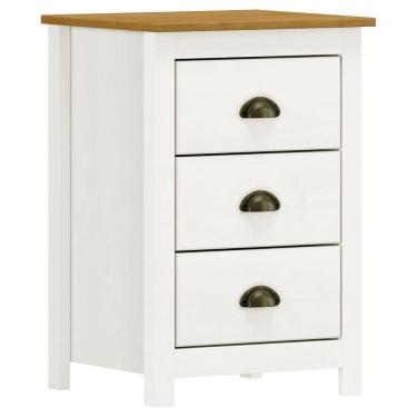 Imagem de Mesa de Cabeceira 3 Gavetas Madeira Maciça Mazzaro F06 Branco Freijó - Lyam Decor