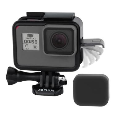 Imagem de SOONSUN Capa para câmera GoPro Hero 5/6/7 preta, Hero 7 prata/branca, Hero (2018) – Gaiola protetora com fivela de liberação rápida, parafuso de polegar e tampa de lente de silicone
