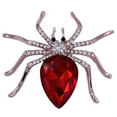 Imagem de SELOVO Broche de alfinete de cachecol de aranha joia de cristal tom de ouro rosa, Cristal