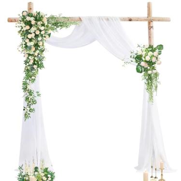 Imagem de Tecido drapeado branco para arco de casamento, 1 painel, 1,5 m x 50 m, cortina de arco de chiffon transparente para cabine de fotos, chá de panela, chá de bebê, decoração de igreja, fotografia de
