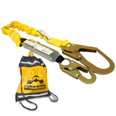 Imagem de KwikSafety - Charlotte, NC - BOA [1 PACOTE] Cordão de segurança de perna única com amortecedor externo de 1,8 m OSHA ANSI Equipamento de contenção de proteção contra quedas conectores de gancho de