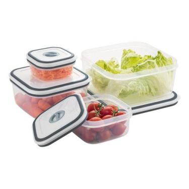 Imagem de Potes Herméticos 4 Unid 2l Electrolux Branco E Cinza