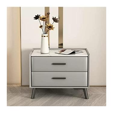 Imagem de Mesa de cabeceira moderna de couro artificial mesa de cabeceira de ardósia laqueada armário retangular de madeira armário de cabeceira quarto armário de cabeceira com 2 gavetas mesa de cabeceira de