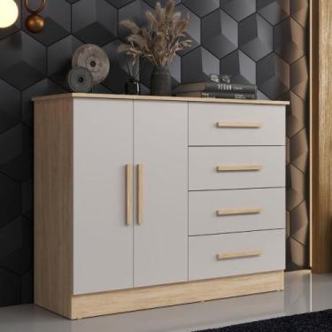 Imagem de Cômoda 4 Gavetas 2 Portas Bariloche Móveis Sul, Aveiro Cinza Urbano