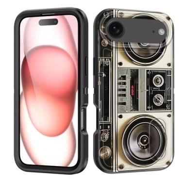 Imagem de BFUKVOU Capa protetora para iPhone Air com suporte embutido, à prova de choque/poeira/queda, 3 camadas, capa protetora de grau militar para iPhone Air de 6,5 polegadas 2025, Boombox vintage dos anos