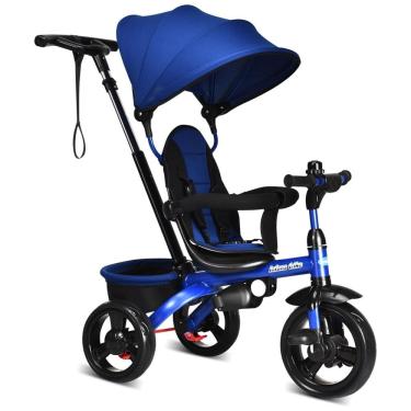 Imagem de Triciclo Infantil para Passeio com Assento Ajustável 4 Estágios, Idade Recomendada 9 Meses a 5 Anos, INFANS, Azul